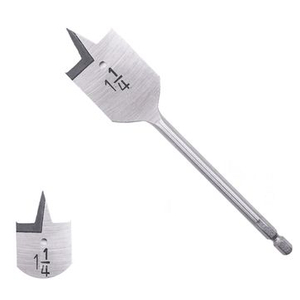 Broca de espada para madera plana de tres puntas con v&aacute;stago hexagonal de cambio r&aacute;pido con ranura de corte para madera r&aacute;pida