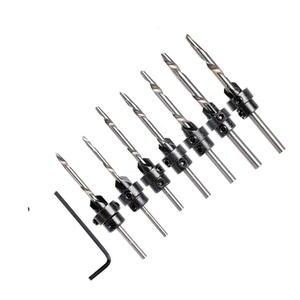 7-teiliges HSS-Holzsenkbohrer-Set mit rundem Schaft und 4 Nuten f&uuml;r Holzschrauben