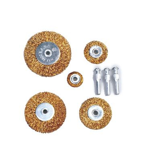 5-teiliges Radbürsten-Set mit Schaft, gewellter Draht