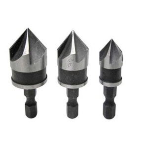 Conjunto de brocas escareadoras de madeira com haste hexagonal de 5 flautas para parafuso de madeira 