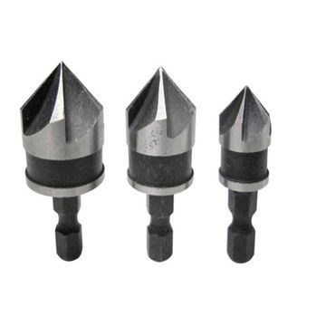 5-schneidiges Holzsenkbohrer-Set mit Sechskantschaft f&uuml;r Holzschrauben 